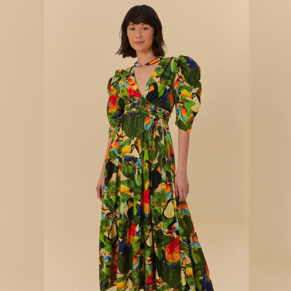 SOLD FARM Rio Bird Leaves Sand Maxi Dress sz S and M NWT FABULOUS! RARE!!!